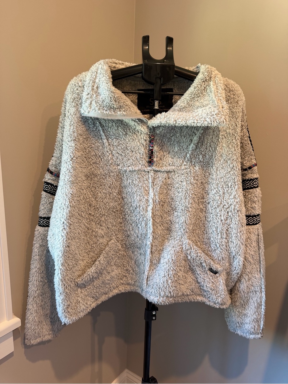 STS Ranchwear Western Cozy Sherpa Half-Zip Pullover Jacket - Light Gray